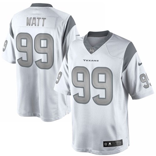 Men's Elite J.J. Watt Nike Jersey White - #99 Platinum NFL Houston Texans